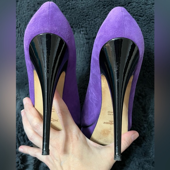 Kid Scamosciato Tribute 105 Platform Mary Jane Peep Toe Pumps 36 Viola - Picture 6 of 11
